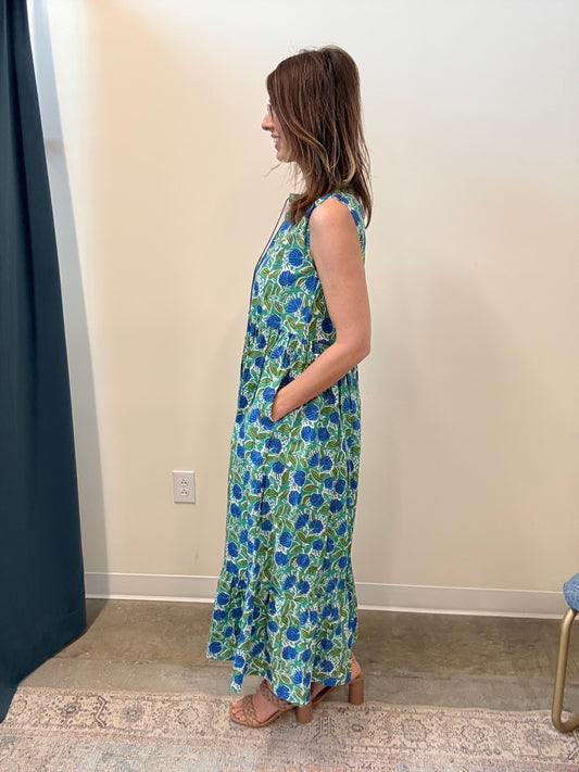 The Celia Dress- Green/Blue