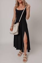 Load image into Gallery viewer, Sleeveless Scoop Neck Flared Split Midi Dress
