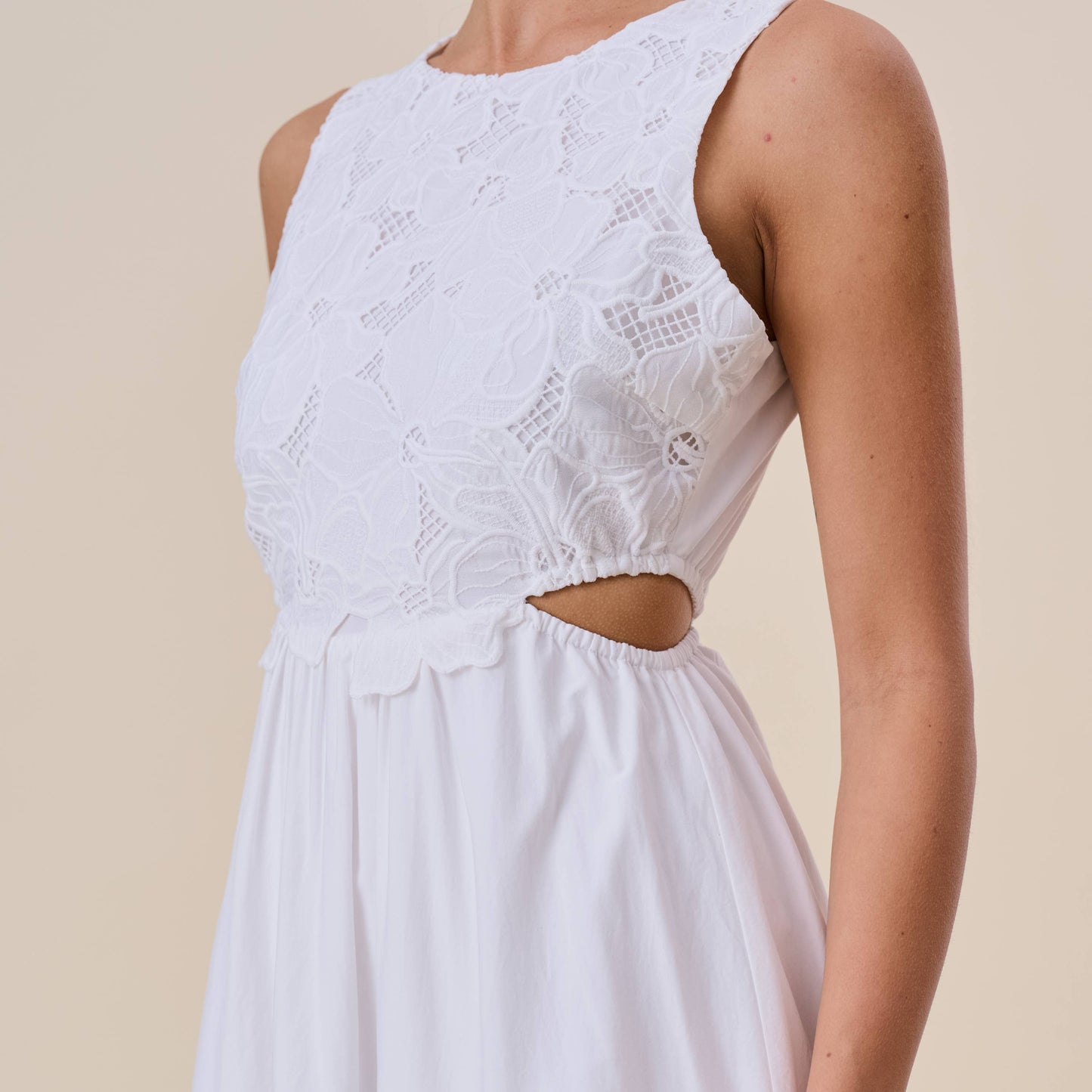 Rental- White Embroidered Sleeveless Maxi Dress