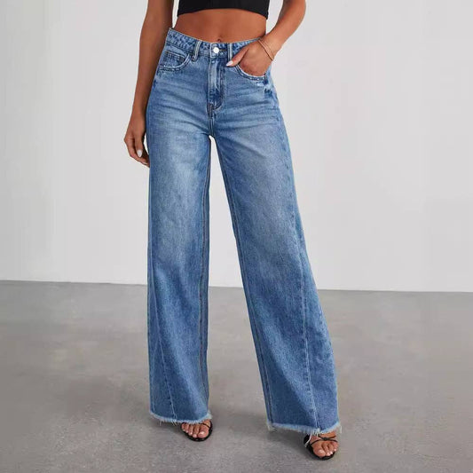 Side Spliced Wide Leg Jeans