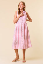 Load image into Gallery viewer, Windowpane Plaid Midi Shirt Dress

