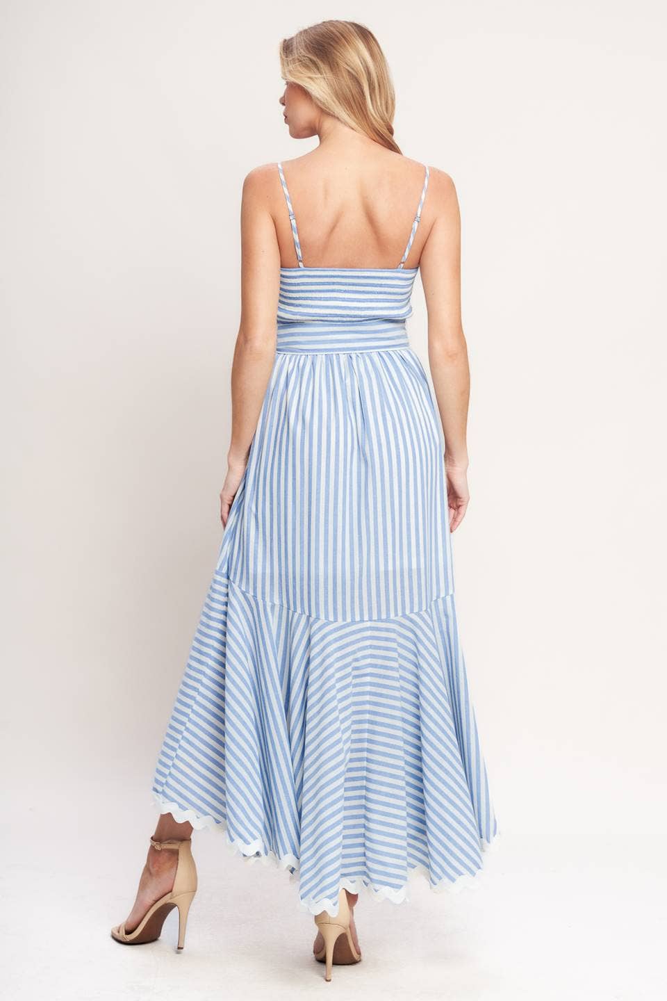 Striped Ric Rac Trim Midi Dress