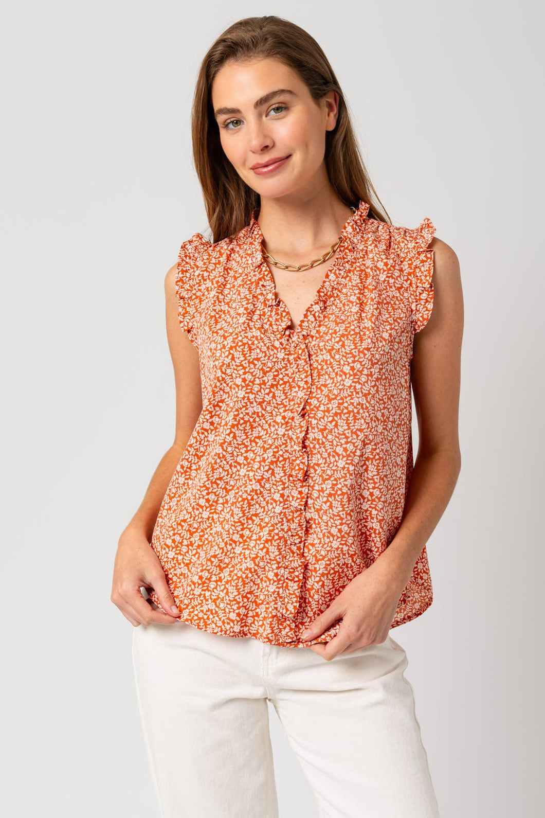 Ruffle Detail Sleeveless Top