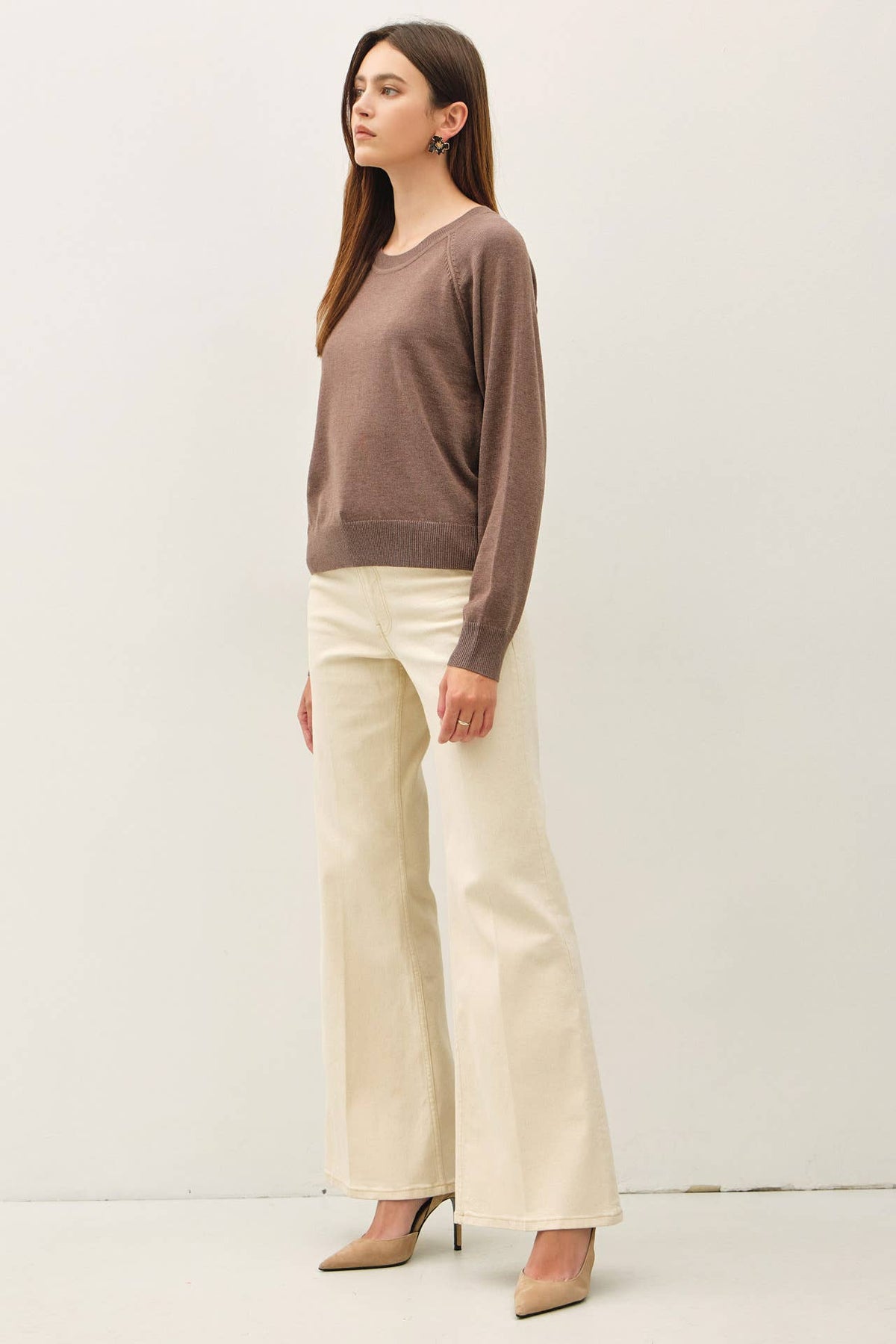 Wool Blend Raglan Loose Fit Sweater