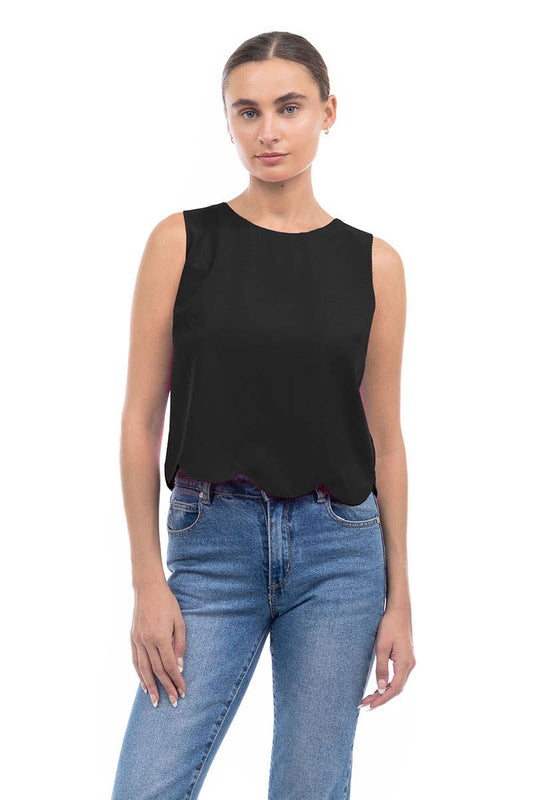 Scalloped Hem Sleeveless Top