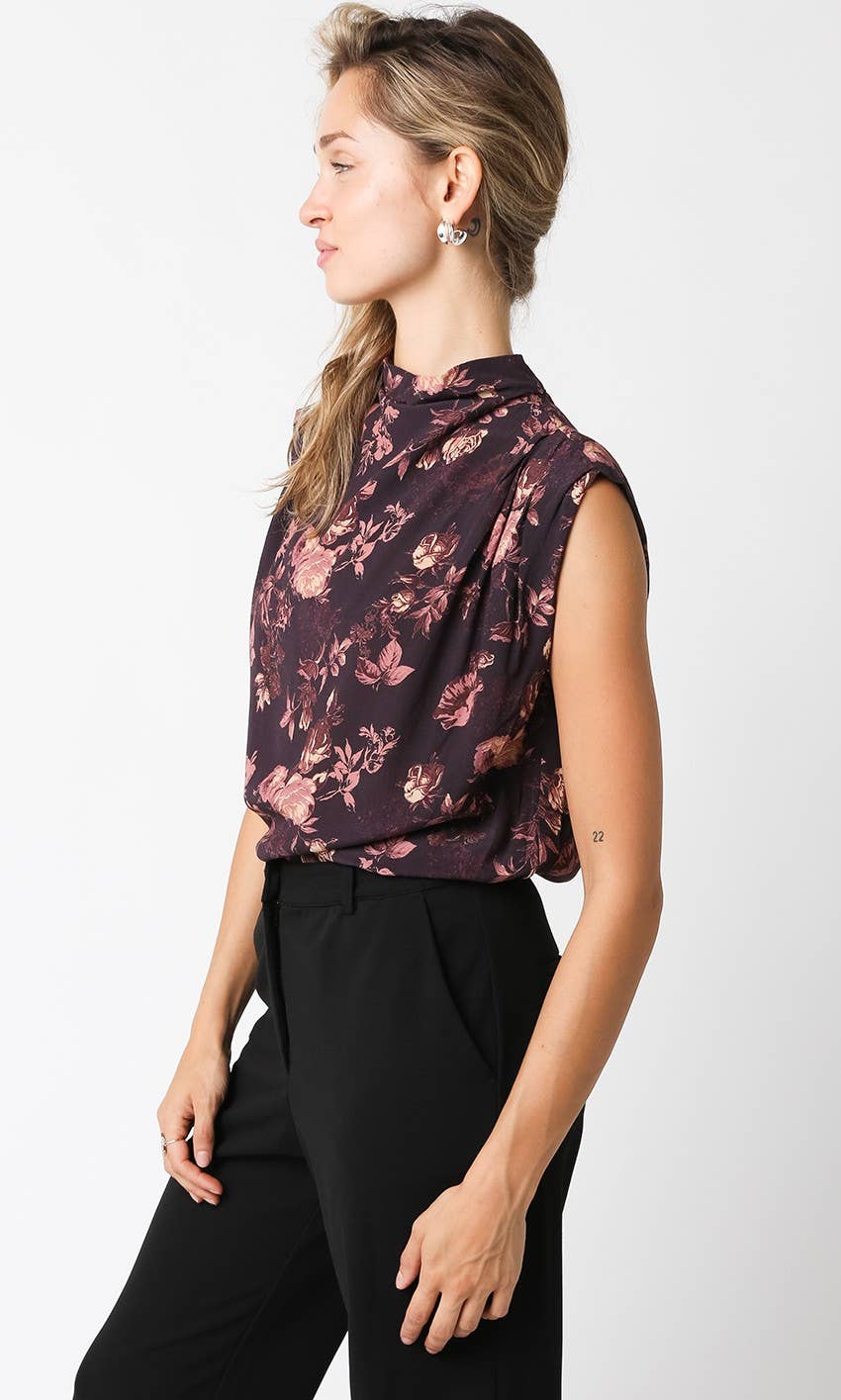 Mock Neck Sleeveless Blouse Top