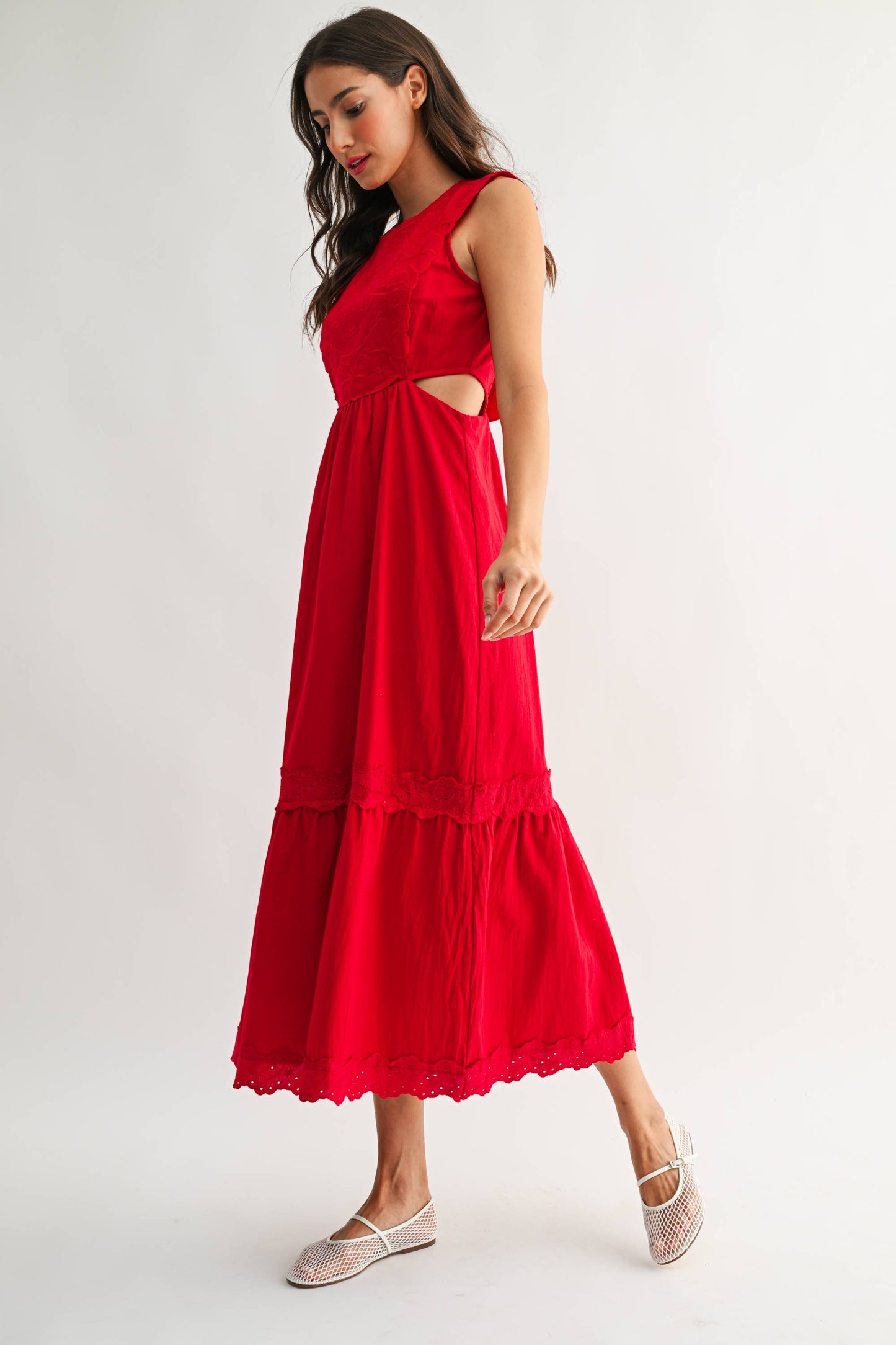 Rental- Camellia Red Cut Out Maxi Dress