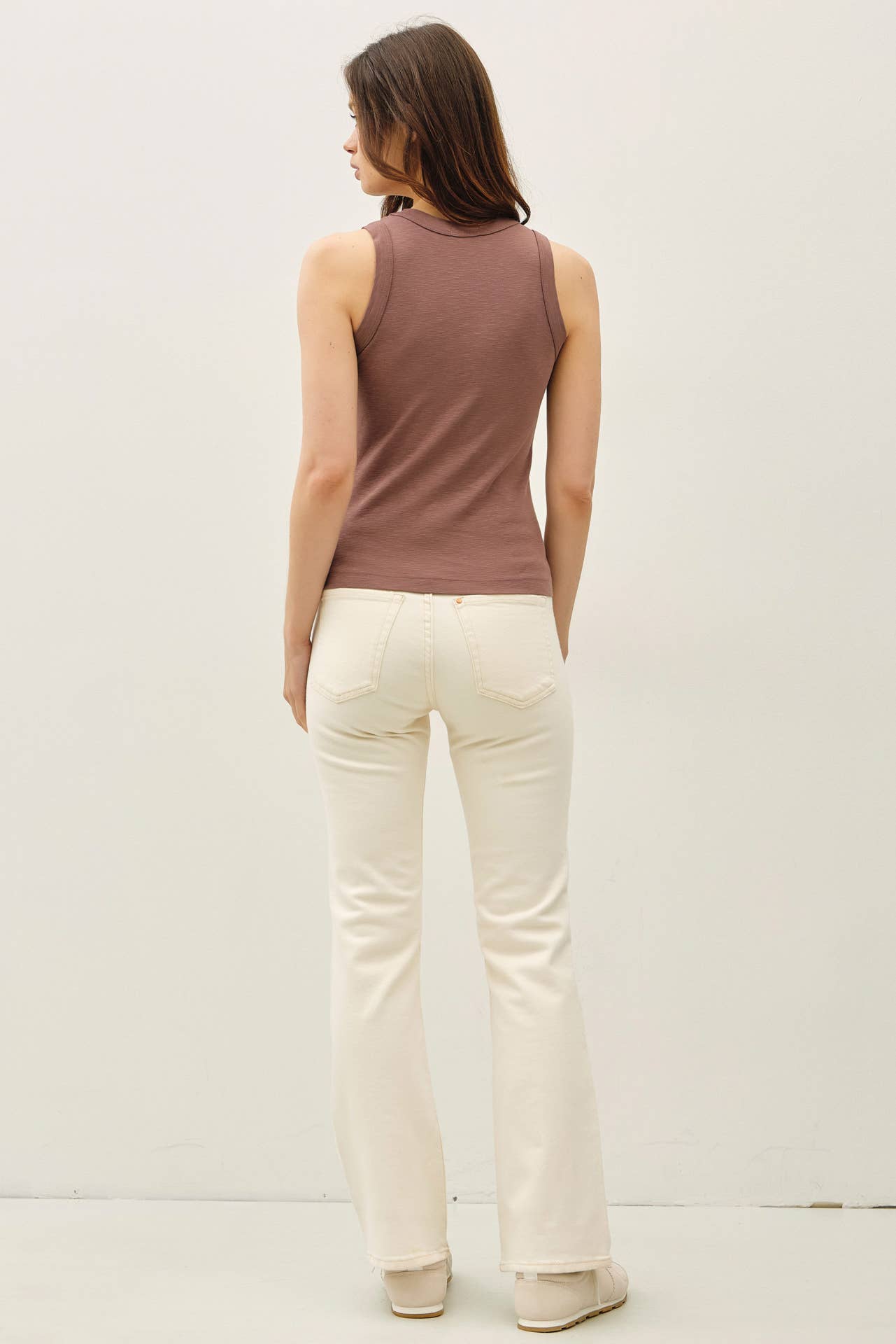 Fitted Slub Cotton V-Neck Tank Top