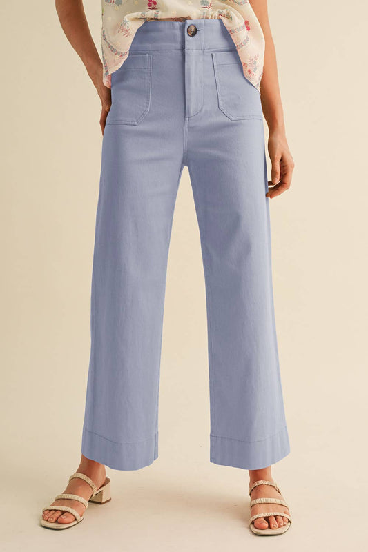 Patch Pocket Cropped Wide Leg Pants