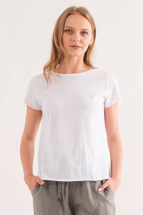 Washed Cotton Crew Neck Tee