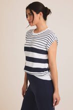 Load image into Gallery viewer, Crew Neck Wide Shoulder Striped Knit Top
