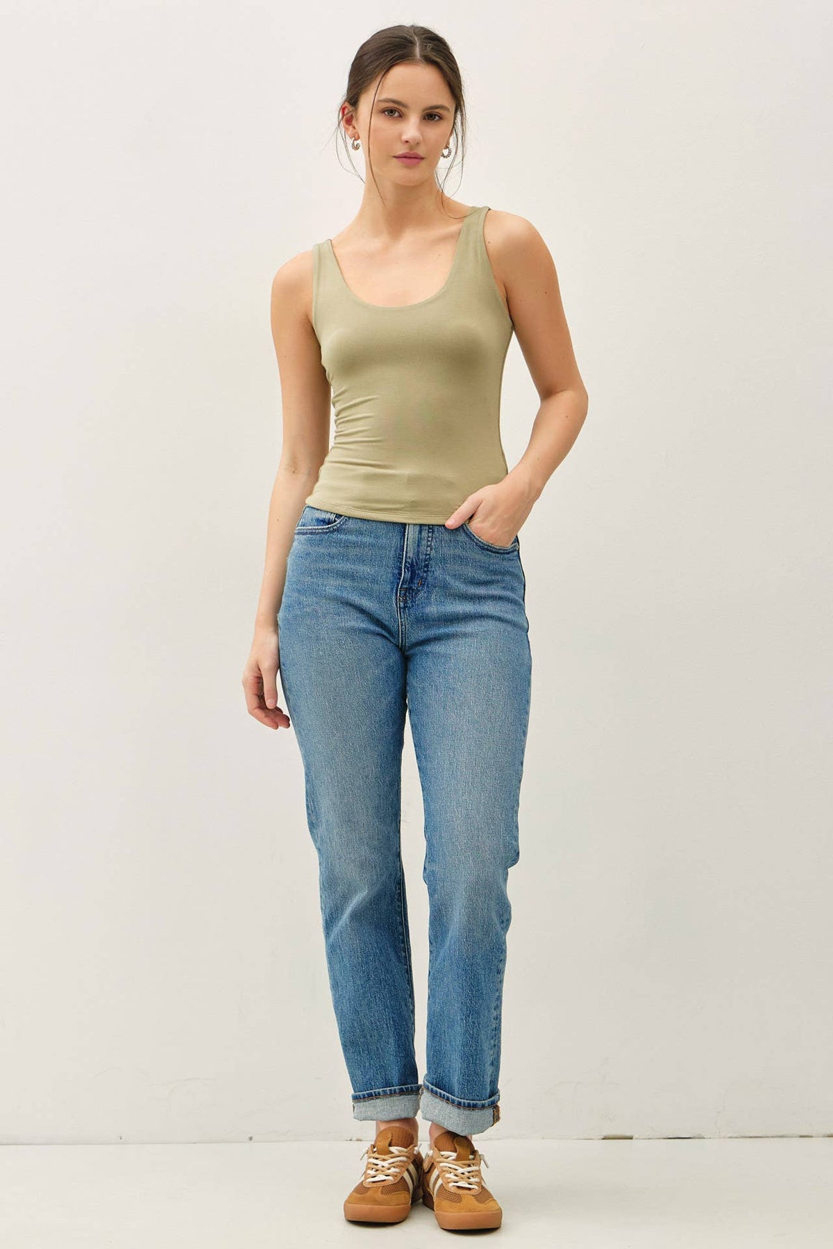 Basic Scoop Neck Jersey Tank Top