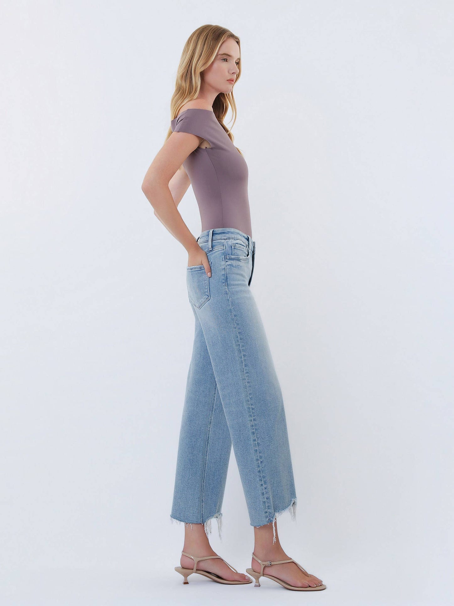 Olivia Distressed Hem Crop Wide Leg