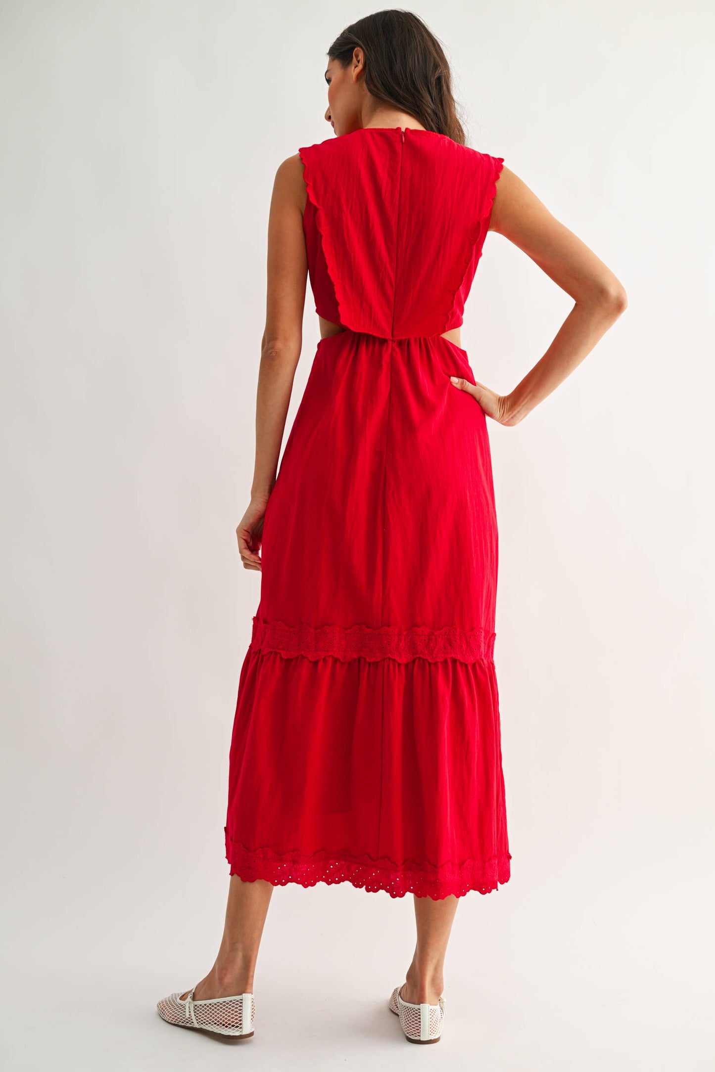 Rental- Camellia Red Cut Out Maxi Dress