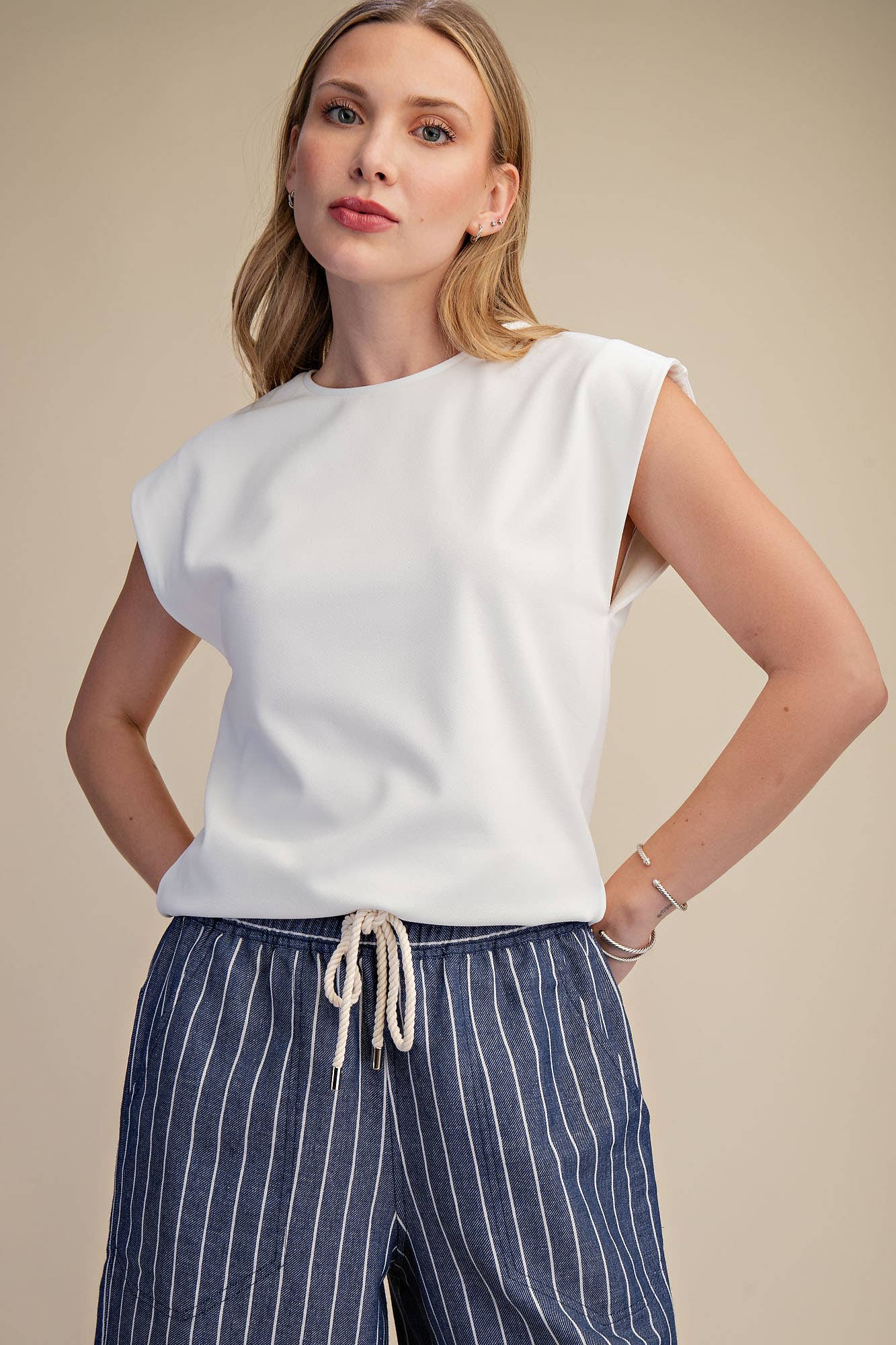 Round Neck Drop-Shoulder Top