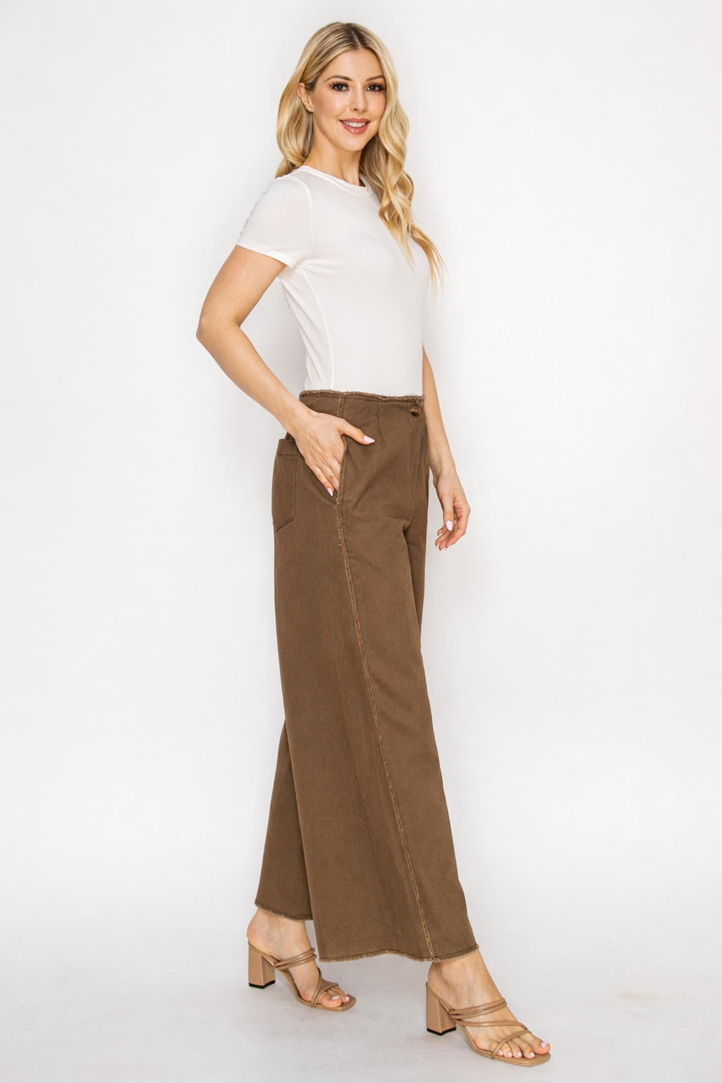Wide Leg Raw Edge Pants