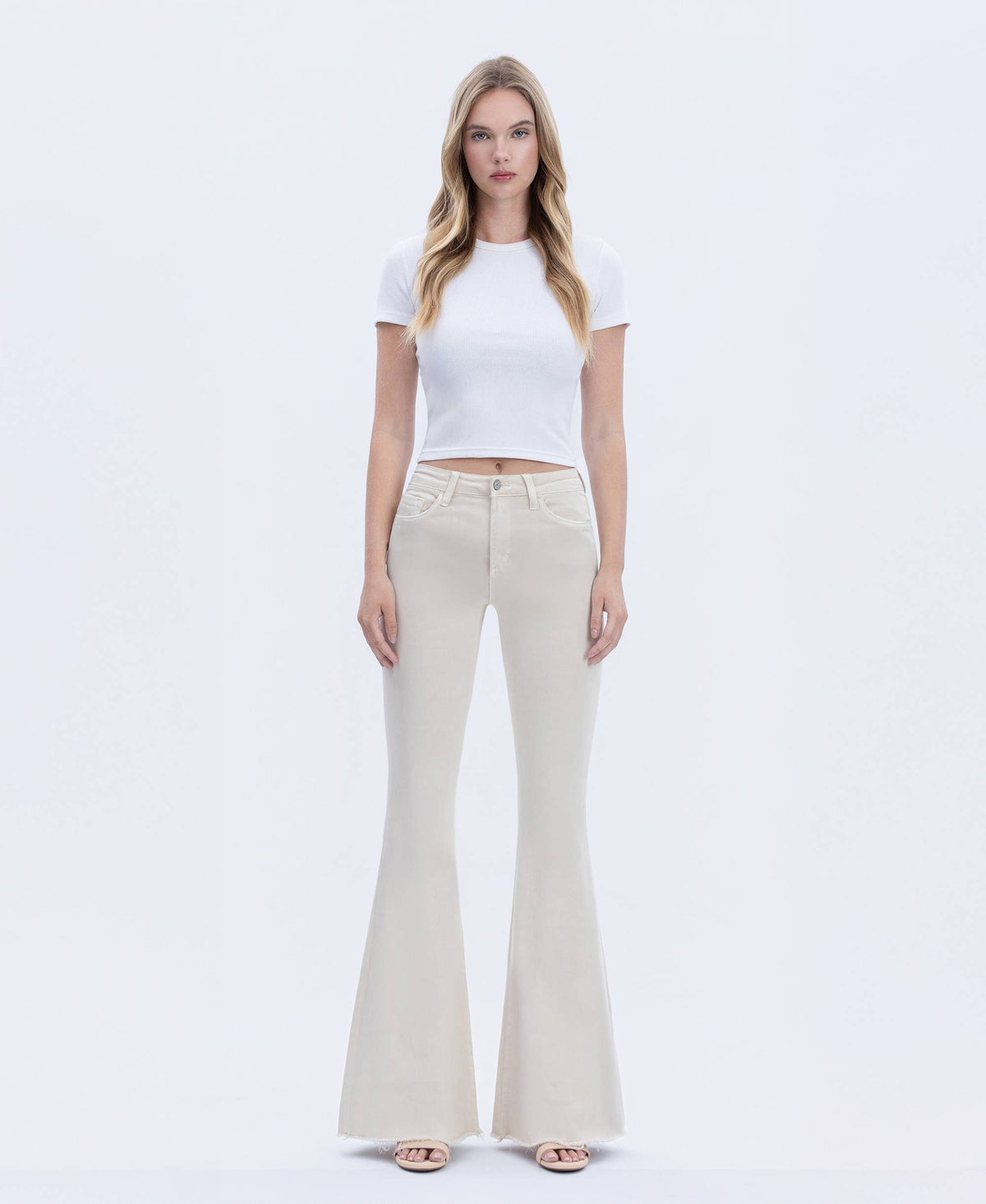 Bella High Rise Raw Hem Super Flare Jeans