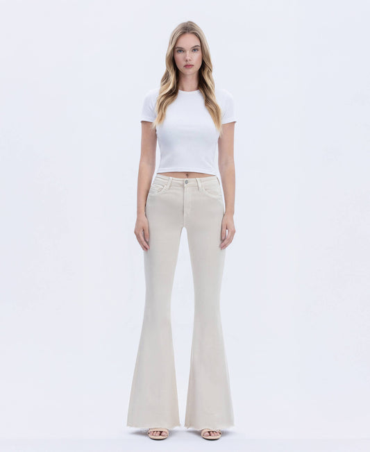 Bella High Rise Raw Hem Super Flare Jeans