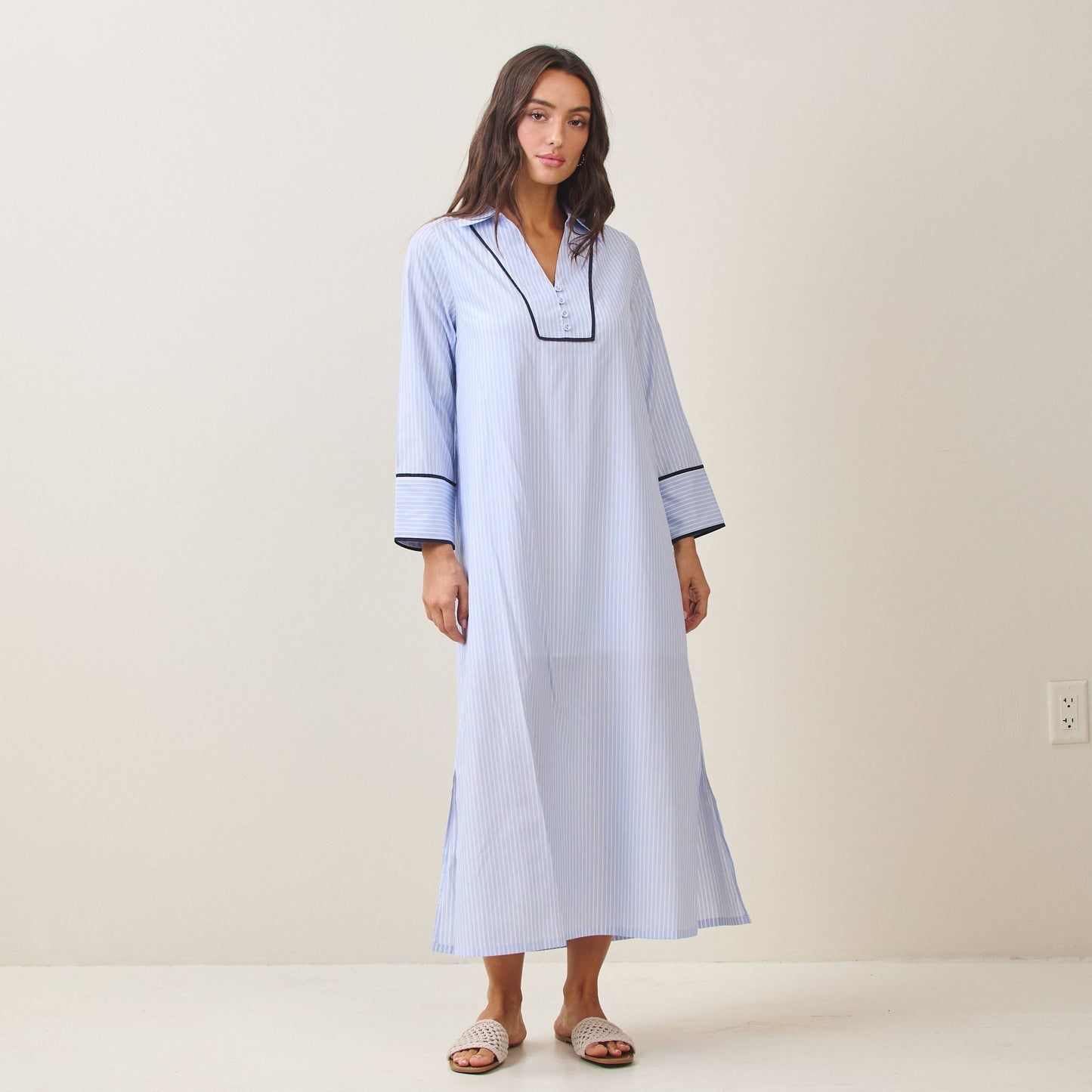 Rental- Able Pin Striped Maxi Dress