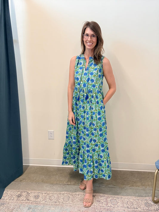 The Celia Dress- Green/Blue