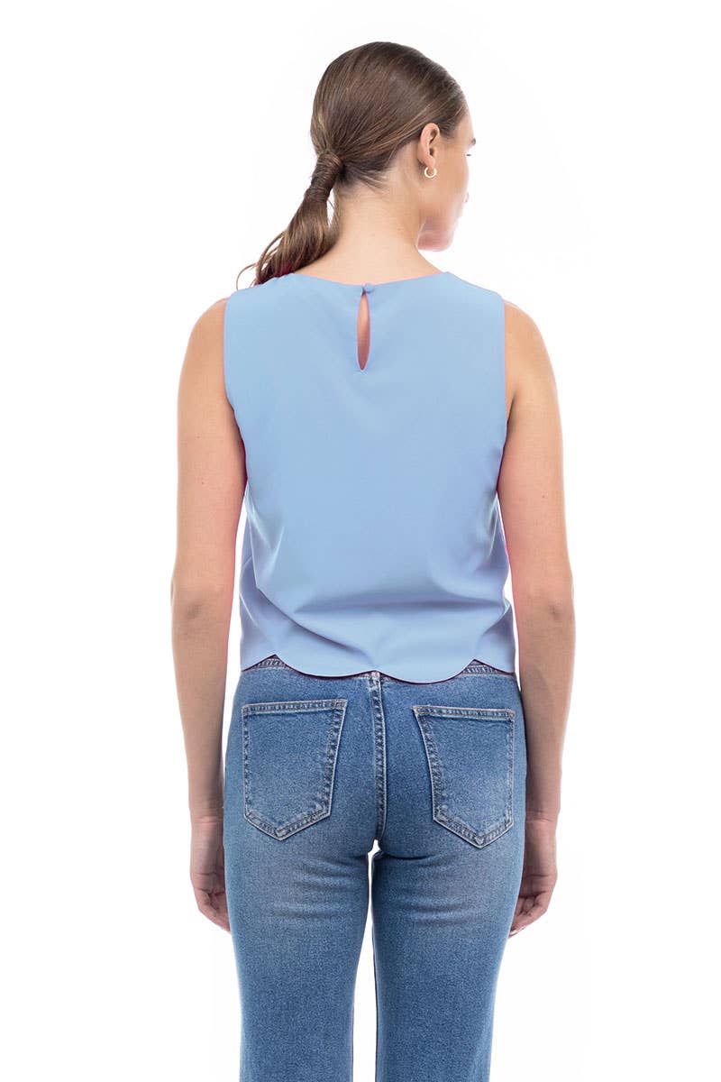 Scalloped Hem Sleeveless Top