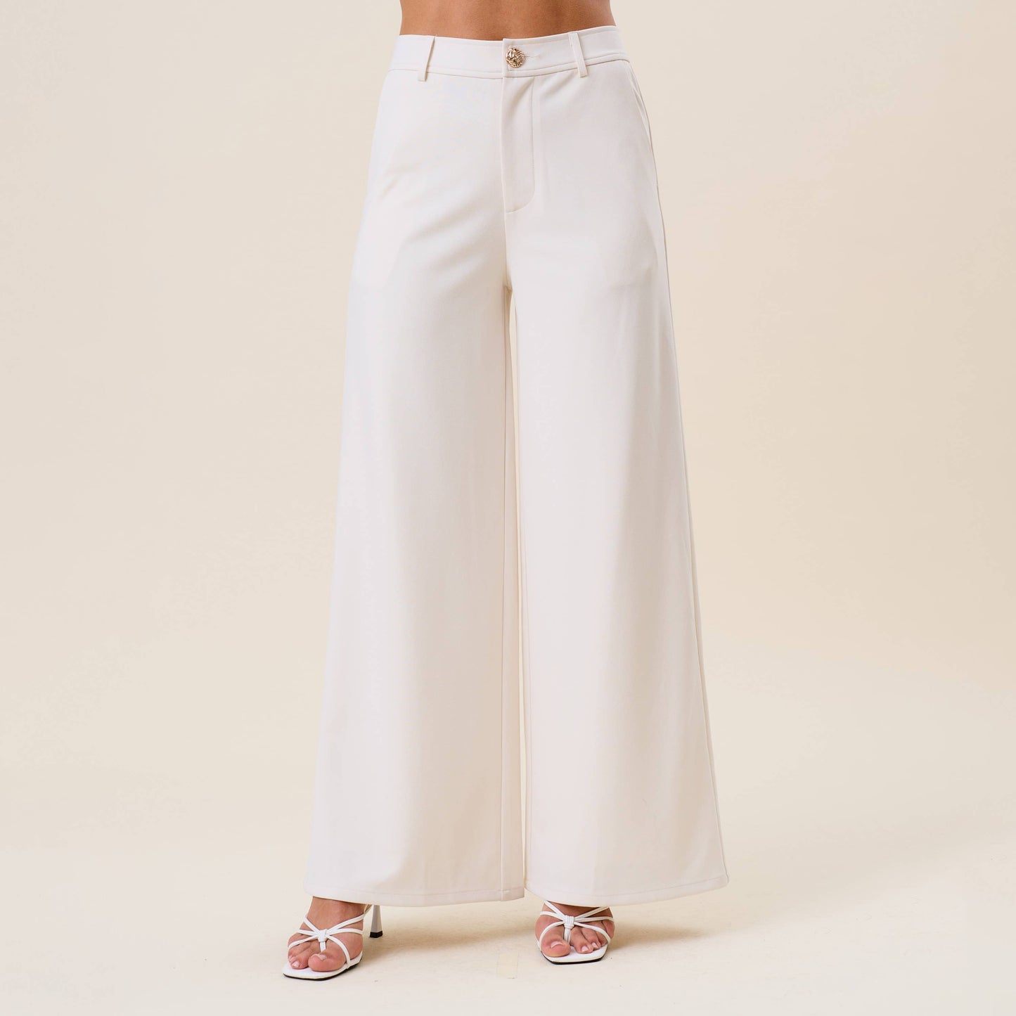 Gold Button Wide Leg Pants
