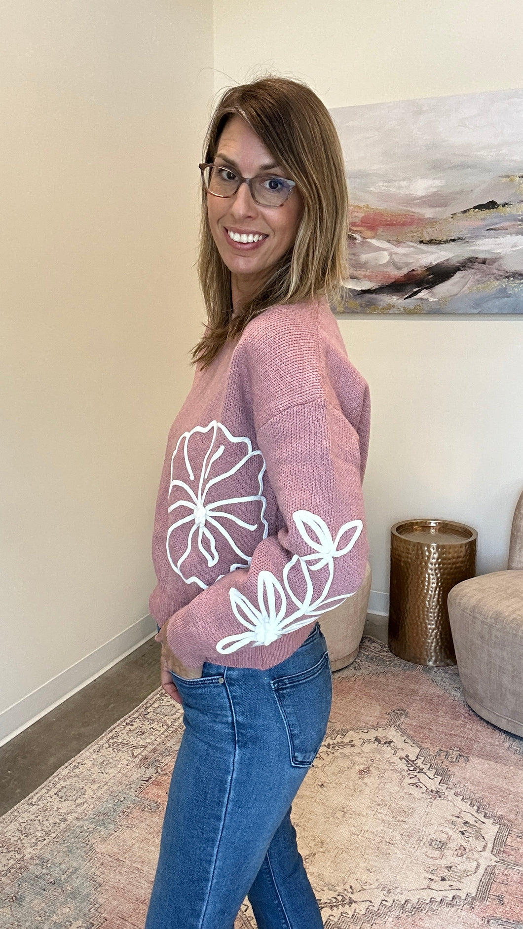 Flower Applique Sweater