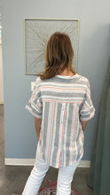Load image into Gallery viewer, Back Button Down Striped Top
