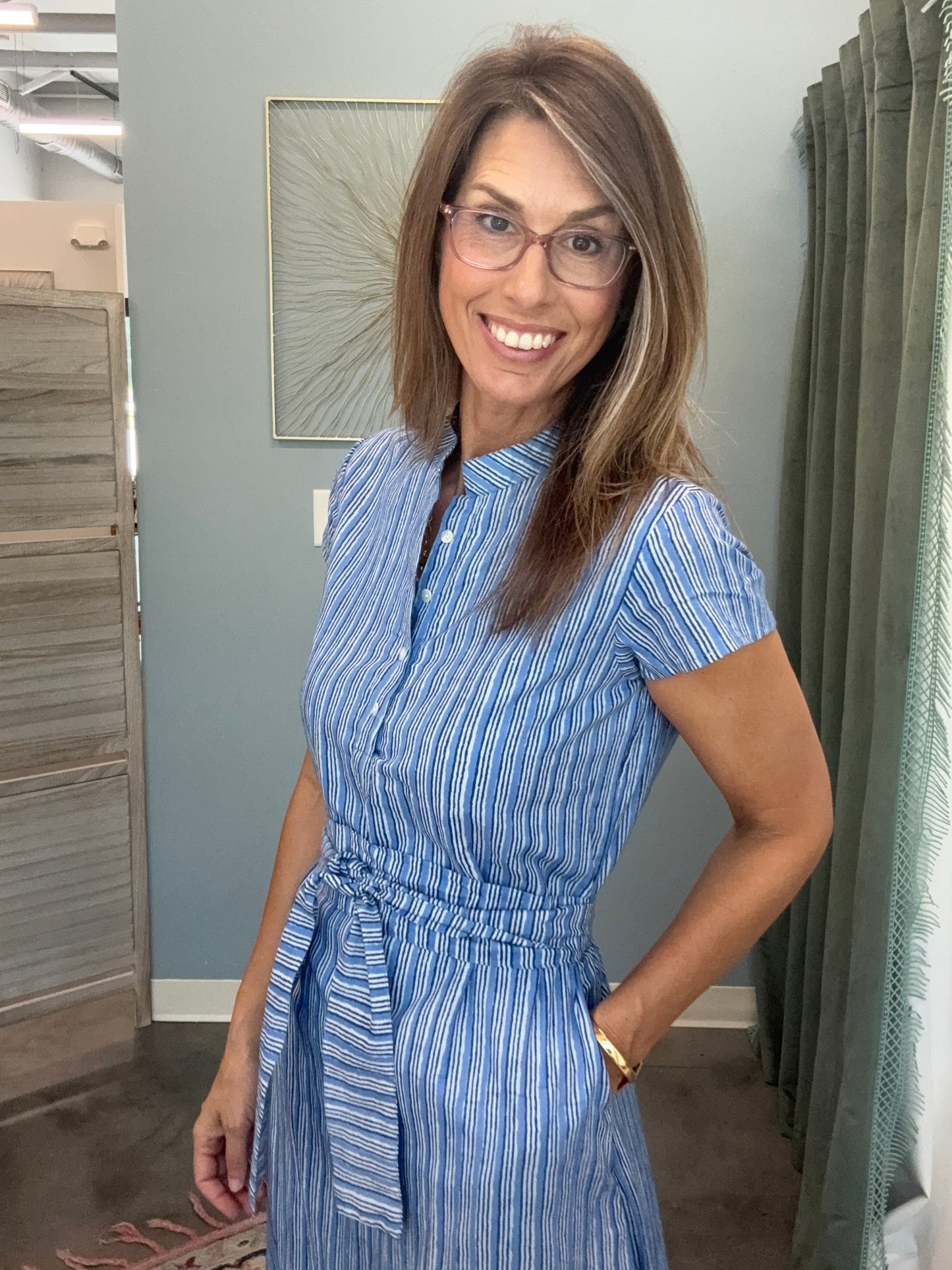 The Juna Dress- Cornflower Stripes