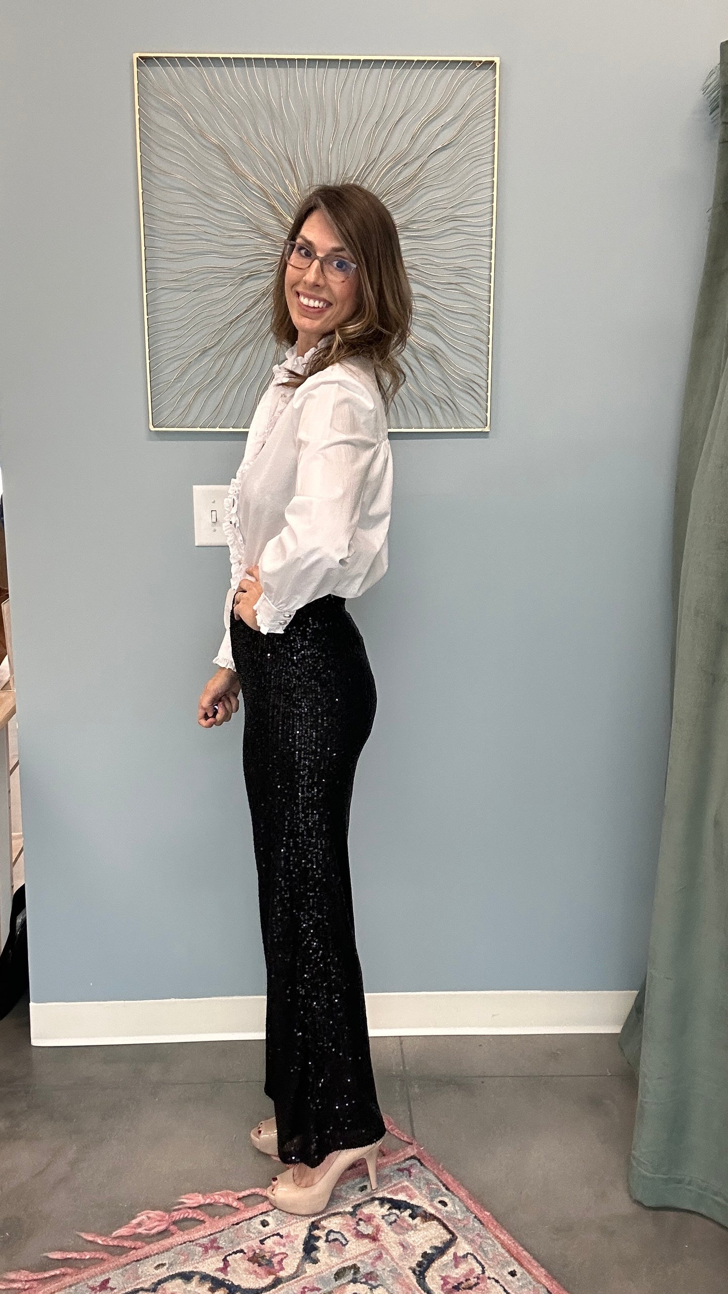 Wide Leg Sequins Pants