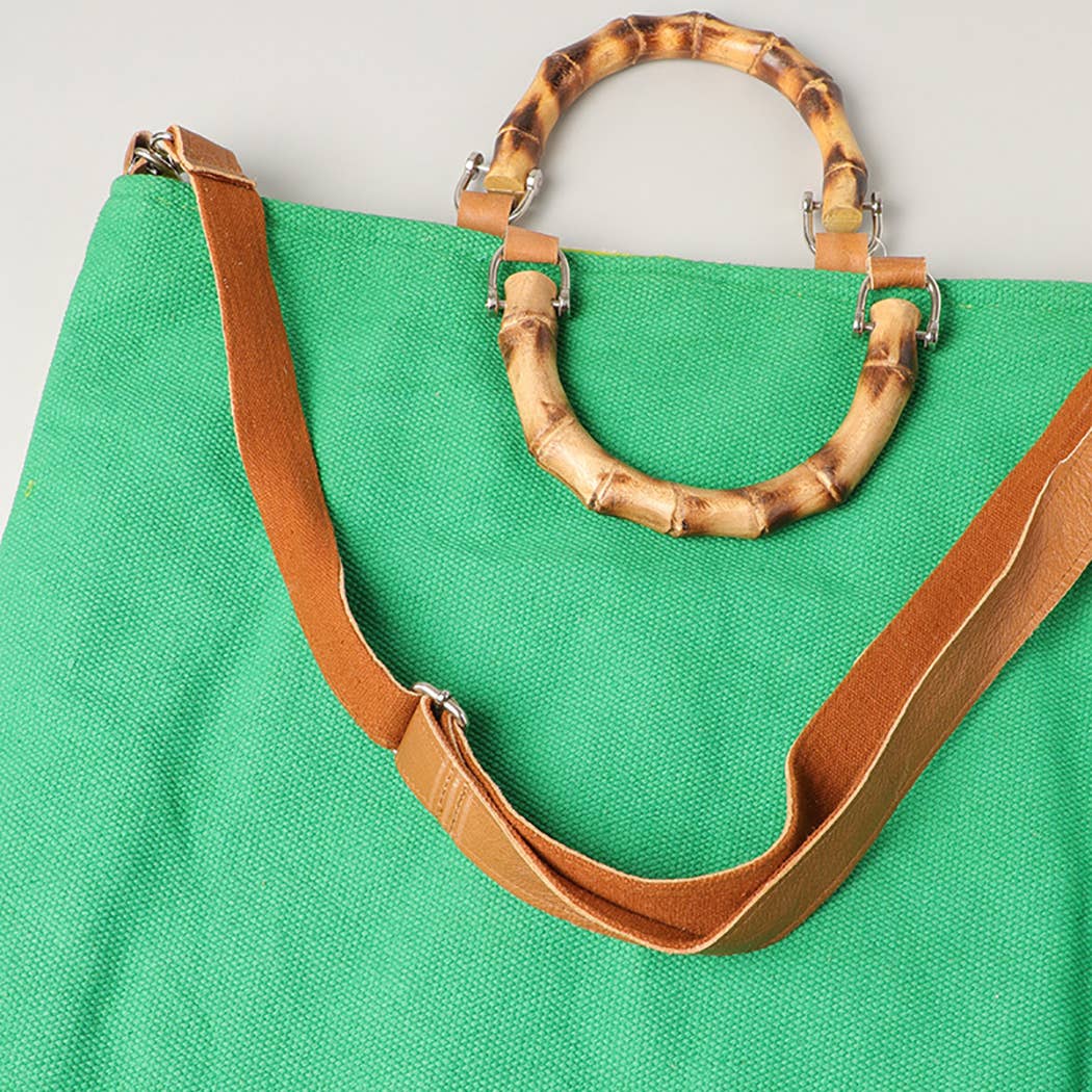 Bamboo Handle Bag with Strap