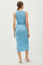 Load image into Gallery viewer, Ribbed Ruched Sides Tank Midi Dress
