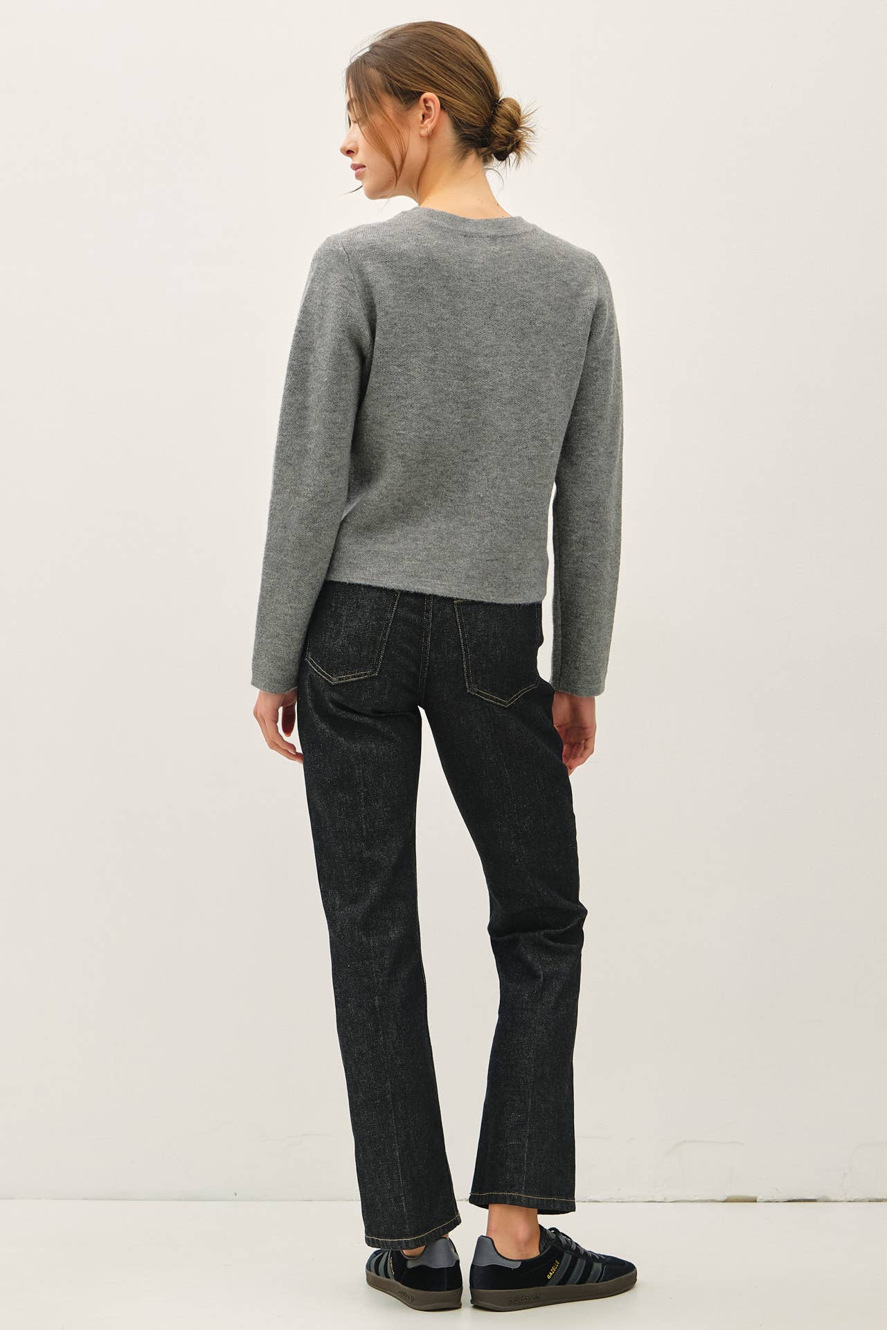 Wool Blend Gold Button Cardigan