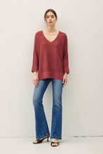 Load image into Gallery viewer, Dolman Sleeve Rolled Cuff Sweater

