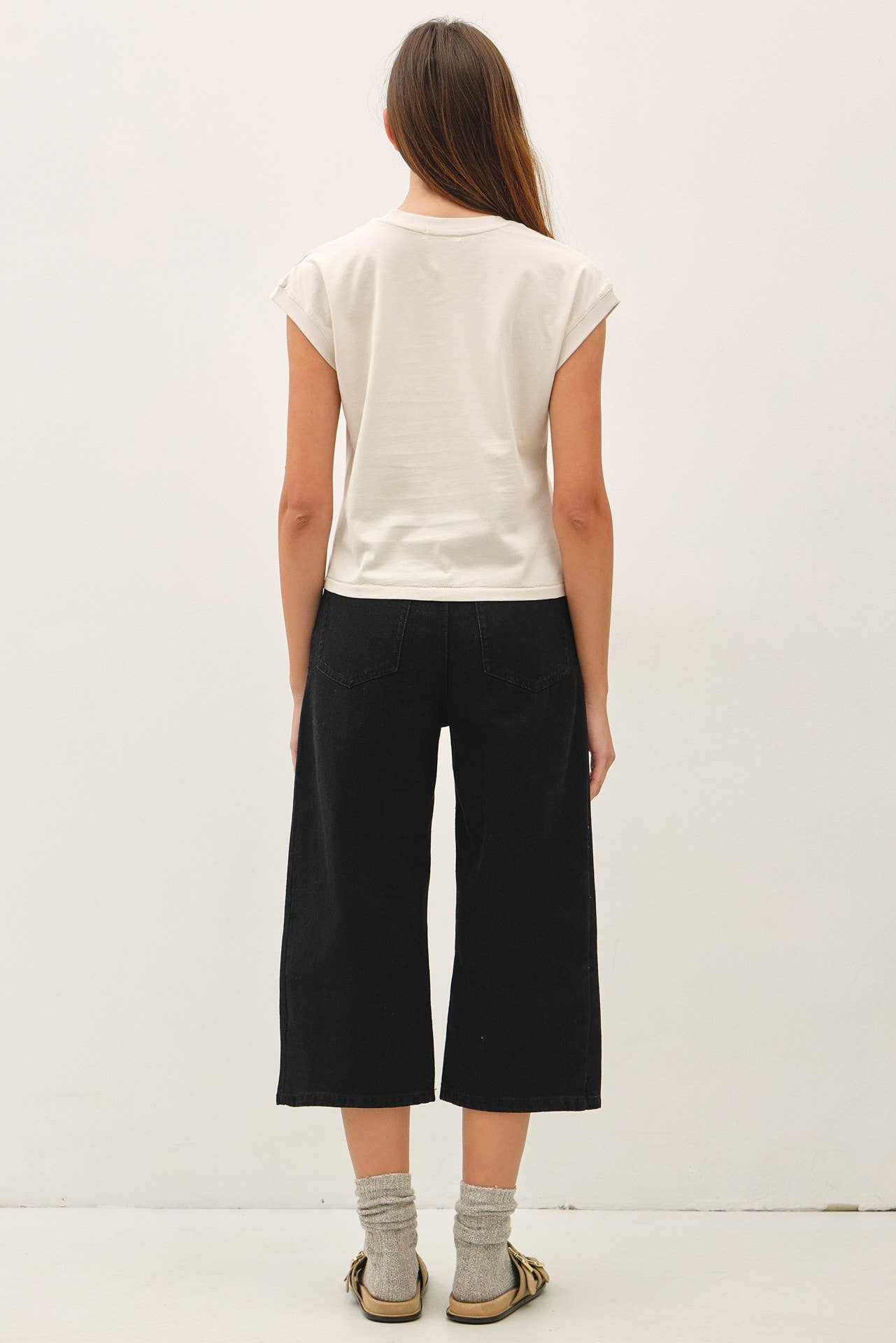 Cap Sleeve Crew Neck Cotton Top