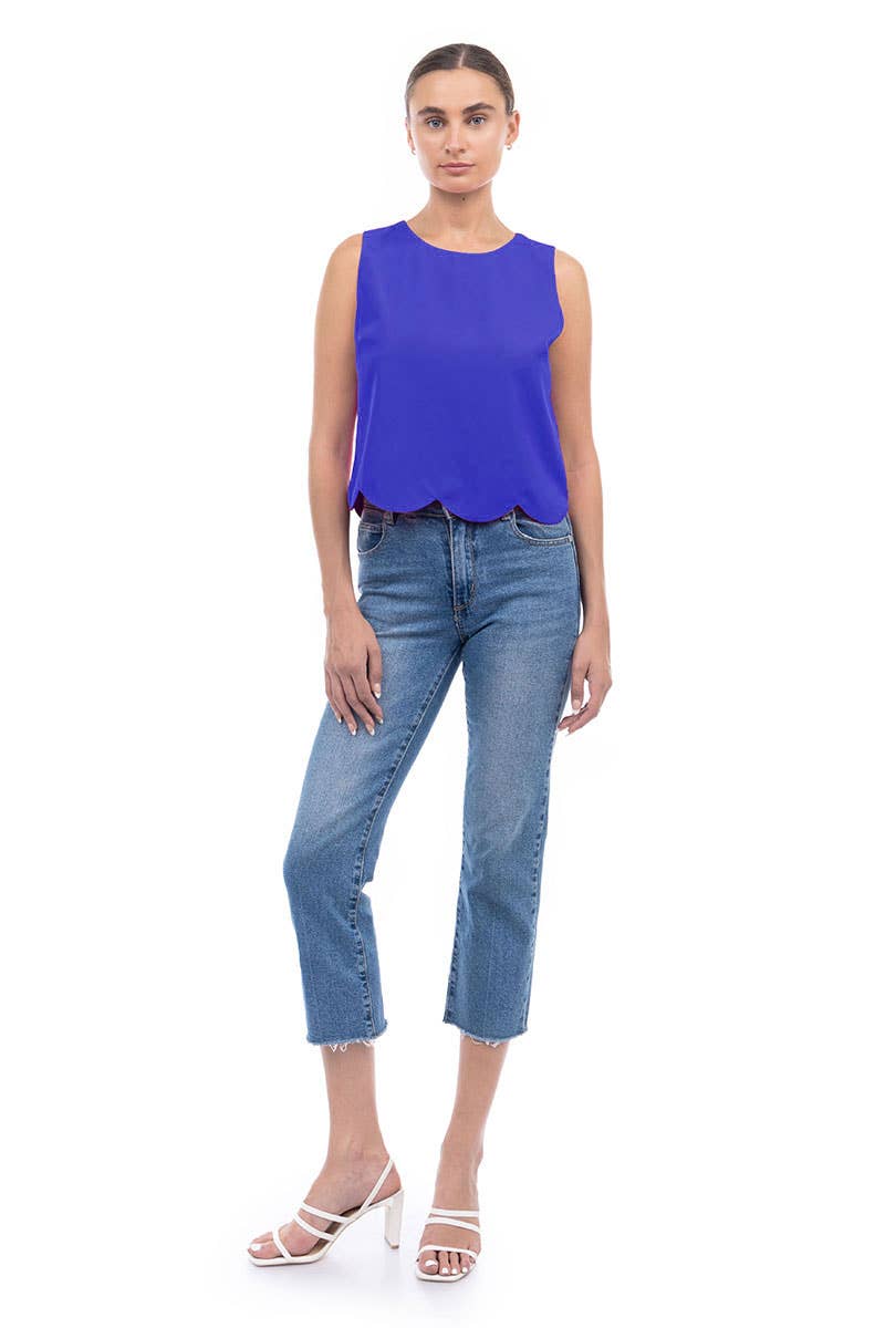 Scalloped Hem Sleeveless Top