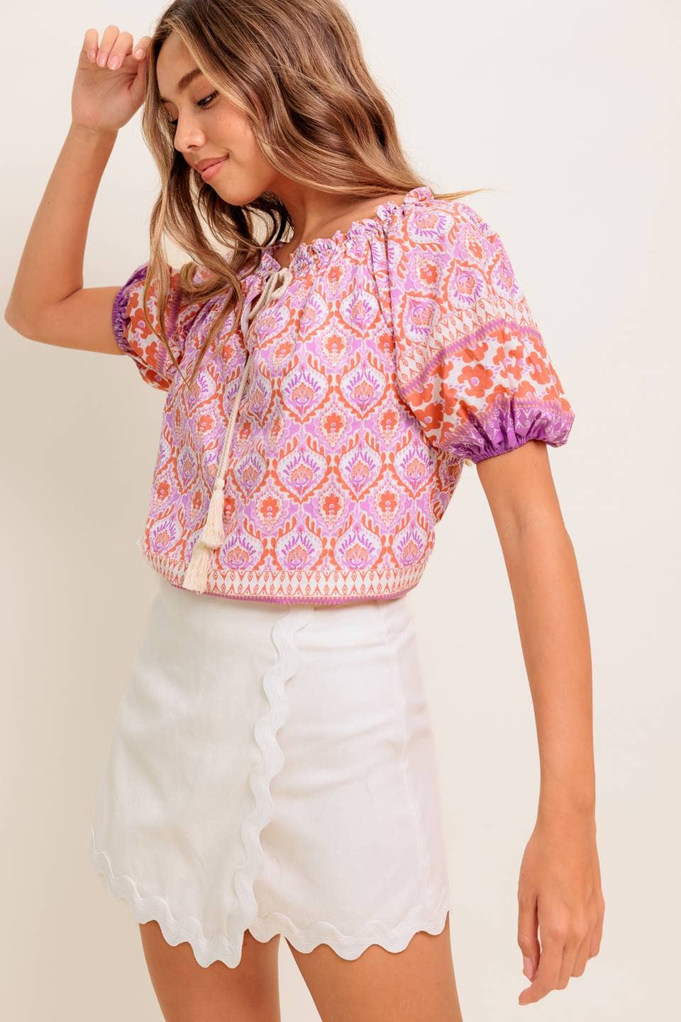 Boho Tassel Tie Front Top