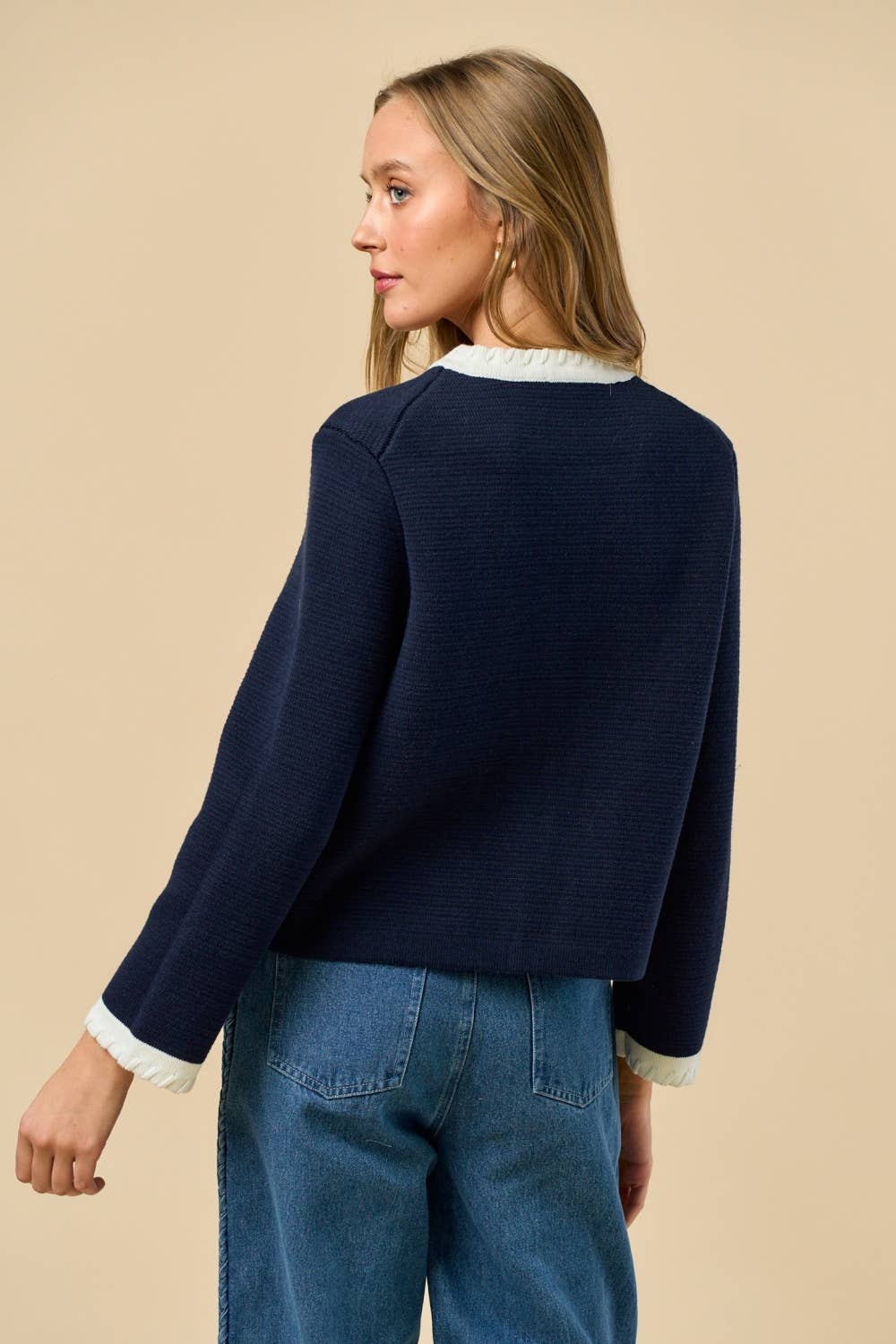 Loop Detail Sleeve Cardigan Top