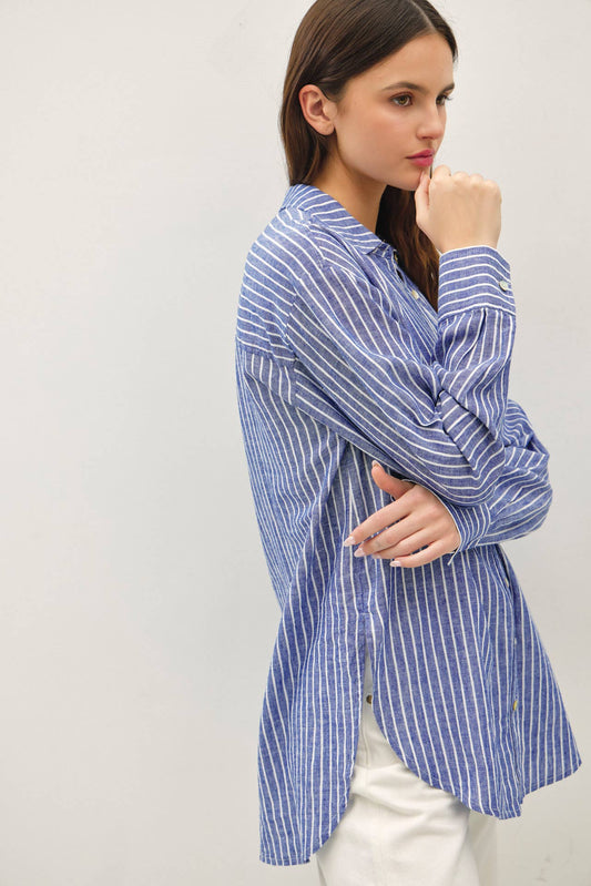 Cotton-Linen Blend Button Down Shirt