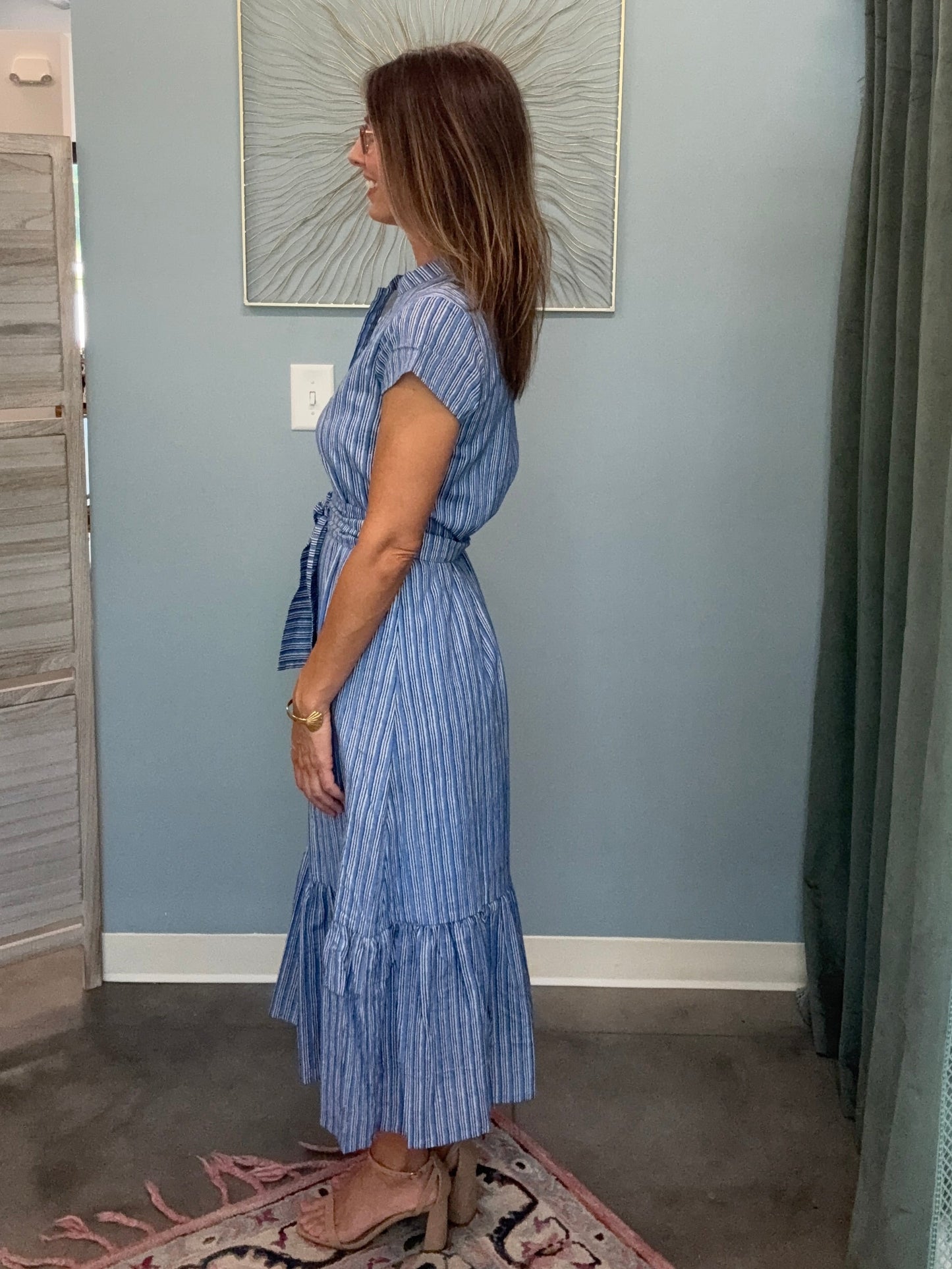 The Juna Dress- Cornflower Stripes