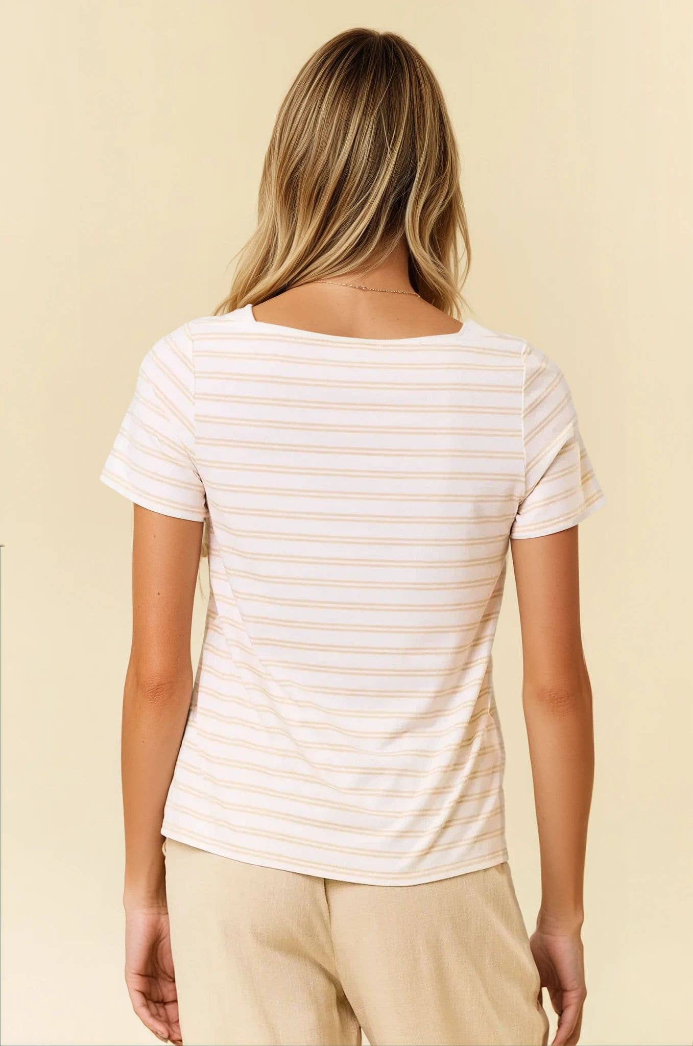 Soft Stripe Boat Neck Short Sleeve Top