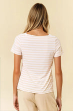 Load image into Gallery viewer, Soft Stripe Boat Neck Short Sleeve Top
