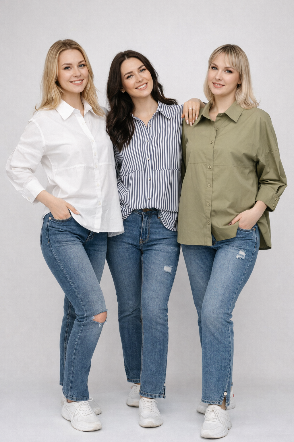 Poplin Roll Sleeve Button Down Shirt