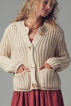 Load image into Gallery viewer, Chunky Gold Button Ribbed Knit Cardigan
