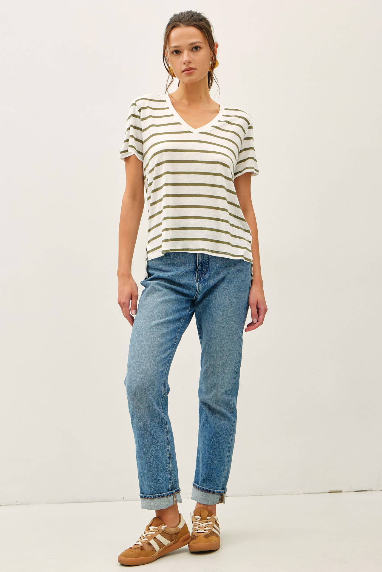 Linen Blend Striped Relaxed Top