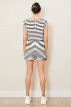 Load image into Gallery viewer, Striped Puckered Muscle Sleeve Romper
