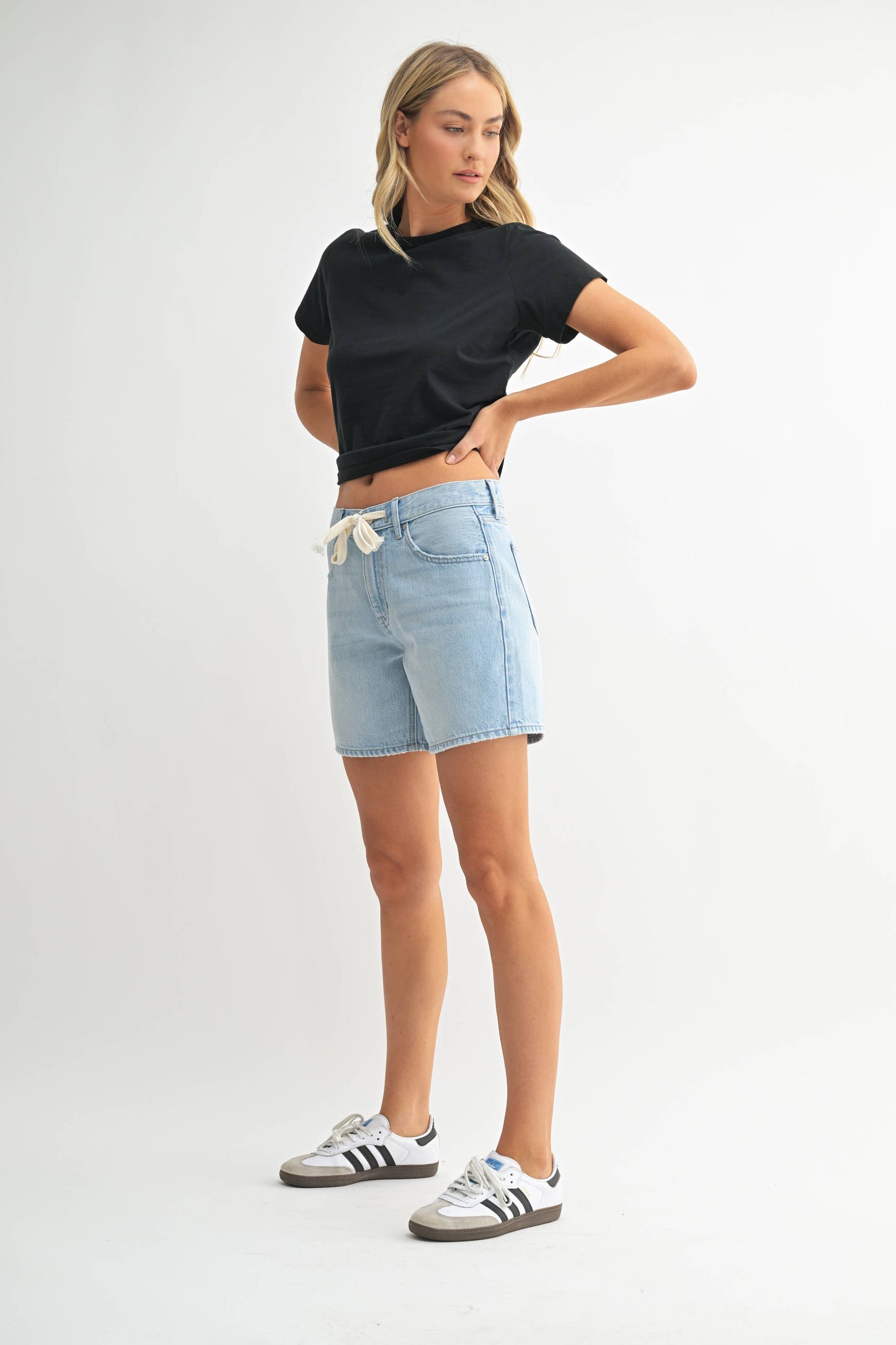 Lightweight Tie Waist Longer Shorts