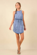 Load image into Gallery viewer, Drawstring Waist Sleeveless Denim Dress
