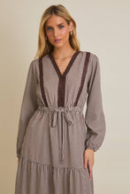 Load image into Gallery viewer, Check Print Lace Trim Maxi Dress

