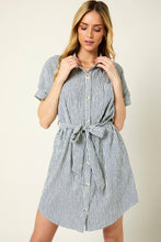 Load image into Gallery viewer, Half Sleeve Tie Waist Shirt Dress
